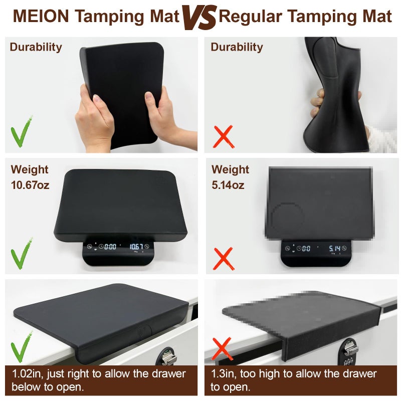 Meion Espresso Tamping Mat, Coffee Espresso Tamper Mat, Food Grade Silicone Tamp Mat, Tamper Mat For Espresso Machine Espresso Accessories, Waterproof And Heat Resistant Espresso Mat - Image 4